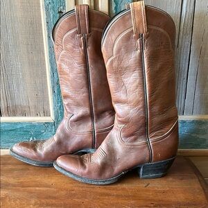 Vintage Tony Lama Cowboy Boots Men’s Size 8.5 B Style 5084 Chestnut Brown